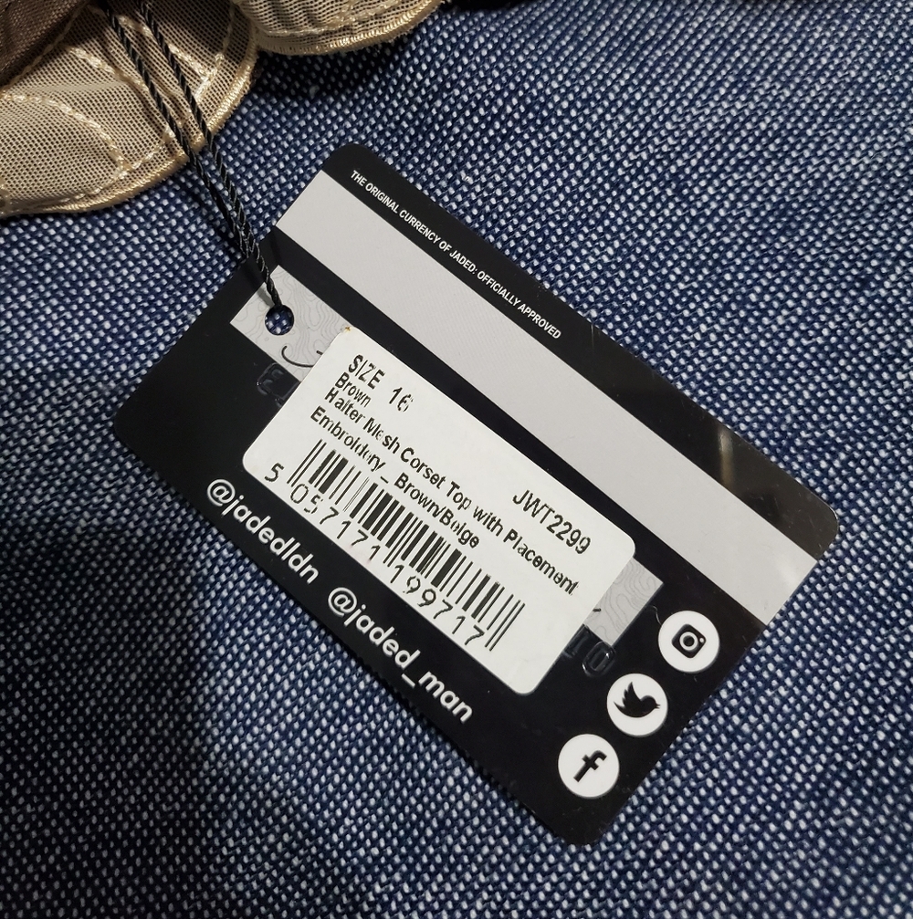 Jaded London | Rebirth Halter Mesh Corset Top Embroidered US 12 Brown - Picture 7 of 12